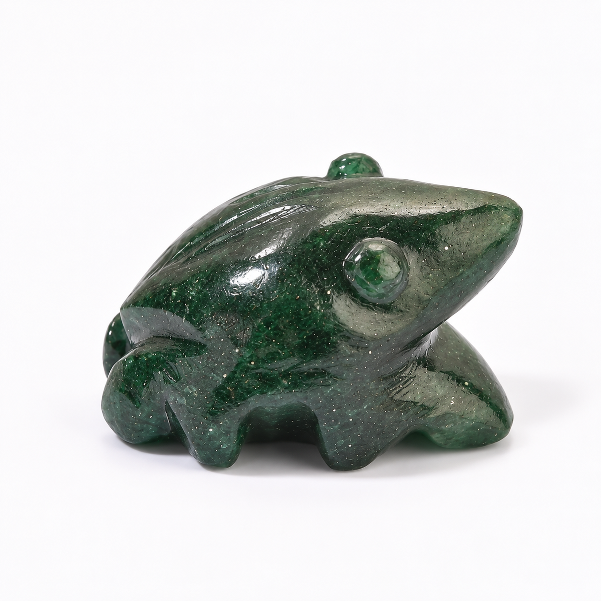 Hand-Carved Crystal Frog – Aventurine, Sodalite and Tiger Eye