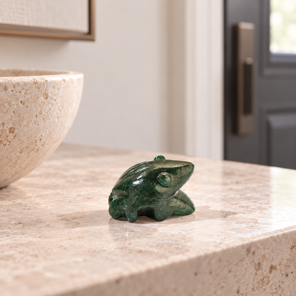 Hand-Carved Crystal Frog – Aventurine, Sodalite and Tiger Eye