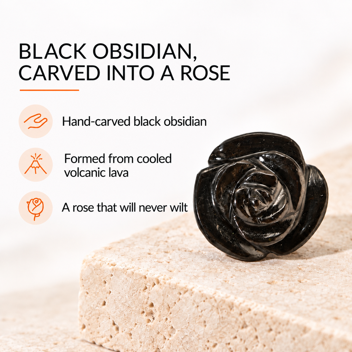 Black Obsidian Rose Pocket Stone – Protection and Grounding