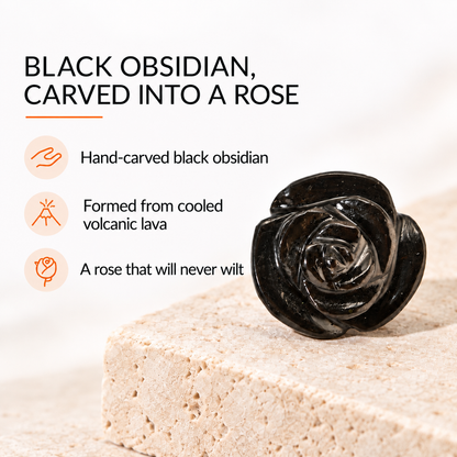 Black Obsidian Rose Pocket Stone – Protection and Grounding