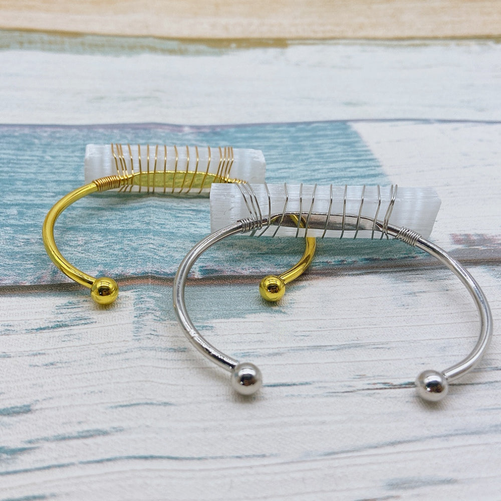 Wire Wrapped Selenite Bangle