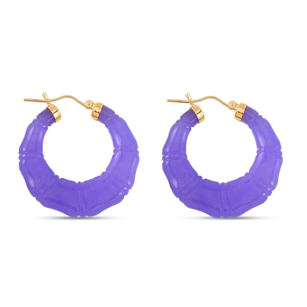 Jade Stone Carved Hoop Earrings