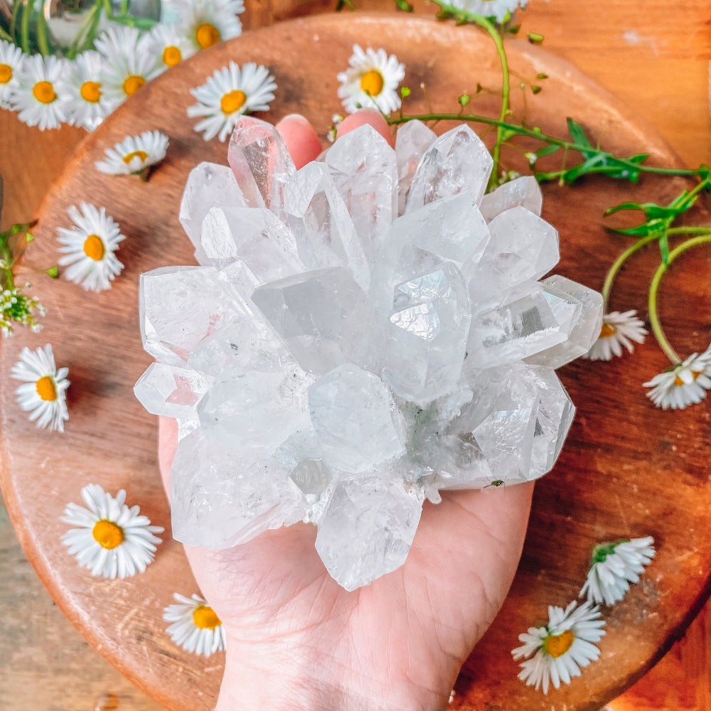 White Phantom Quartz Cluster