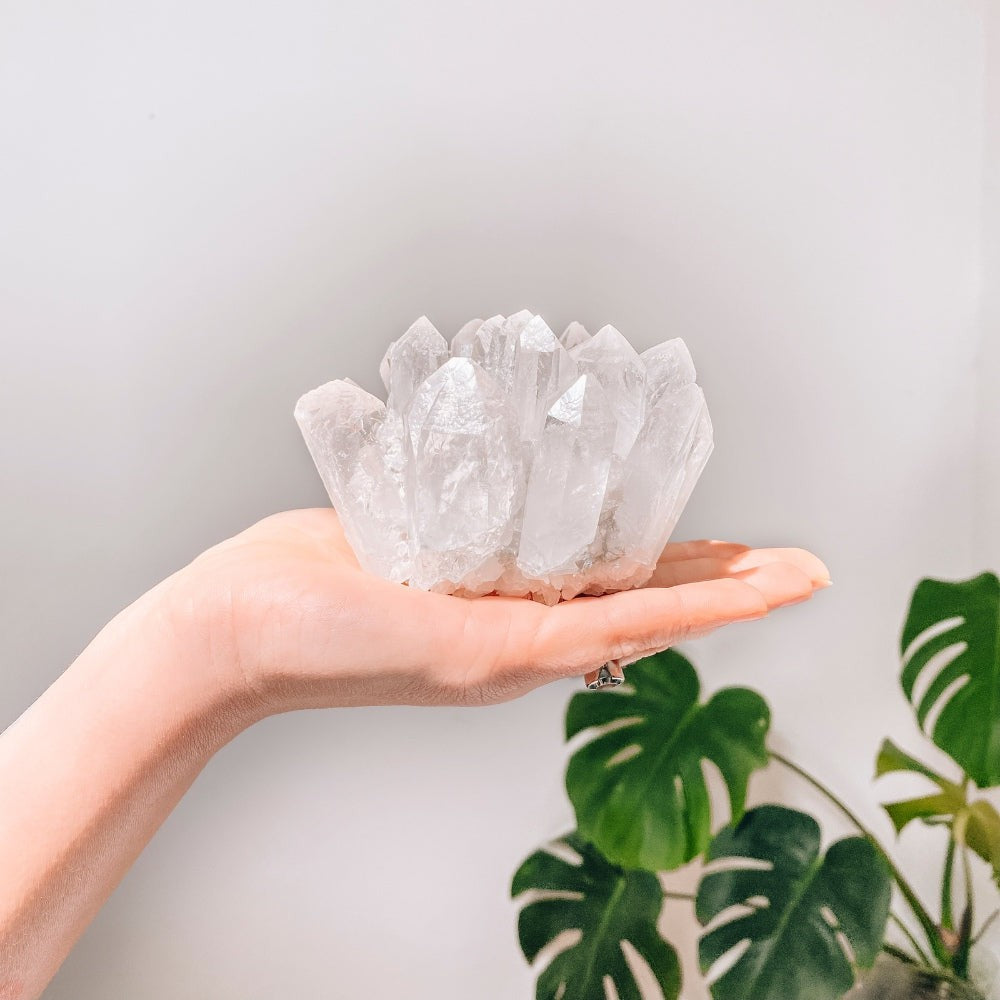 White Phantom Quartz Cluster