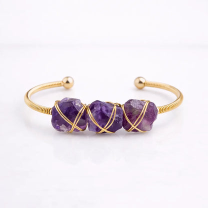 Natural Crystal Raw Stone Bracelet — Healing Energy in Every Bead