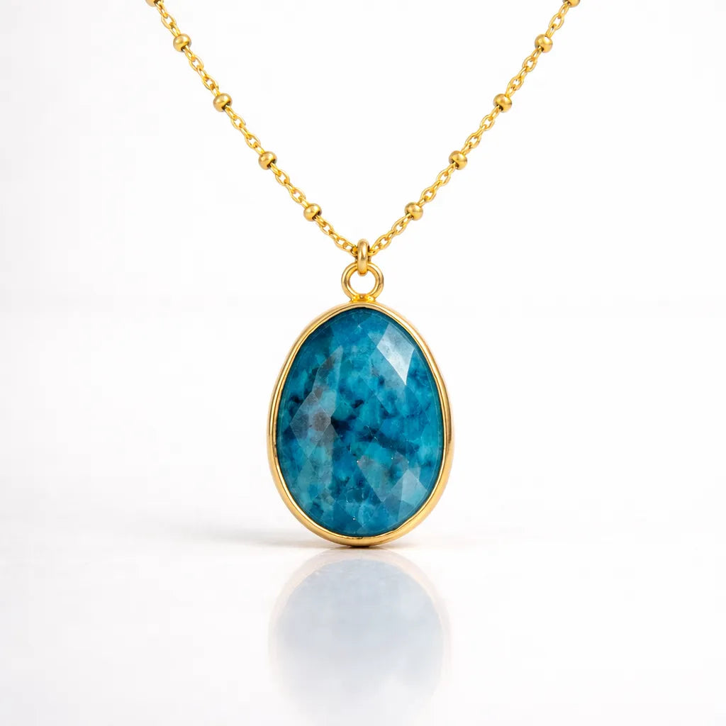 Natural Stone Wrapped Faceted Water Drop Pendant — Capture the Essence of Healing Energy