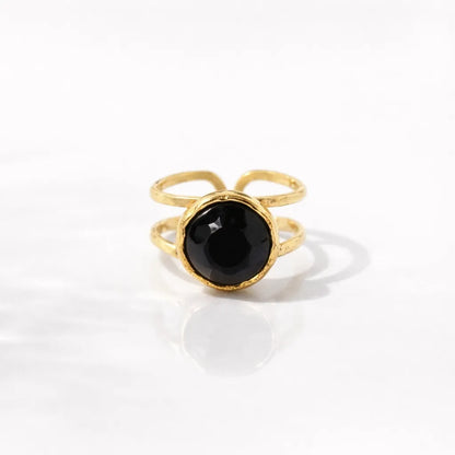 Adjustable Natural Gemstone Ring — Elegant Crystal Energy Jewelry