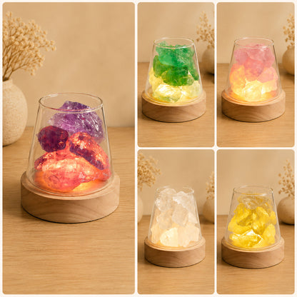 The Ultimate Aroma Bundle: Raw Gemstone Oil Diffuser with Light + FREE 18 Blissfull Aroma Oils Set
