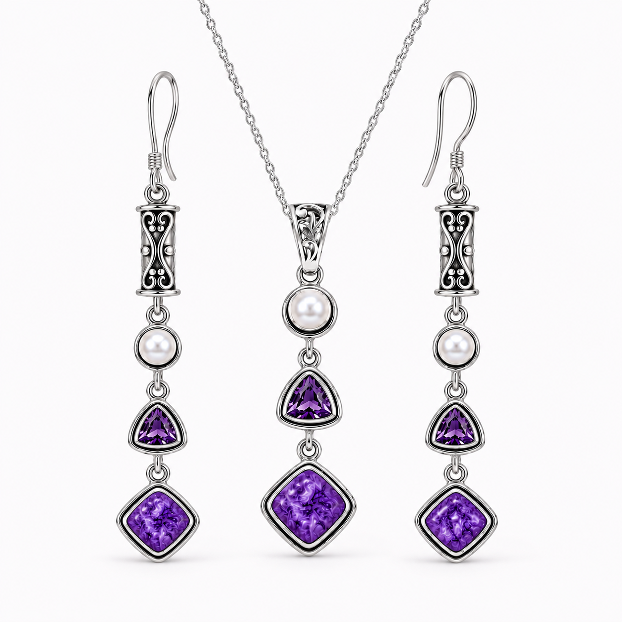 Silver Charoite Set