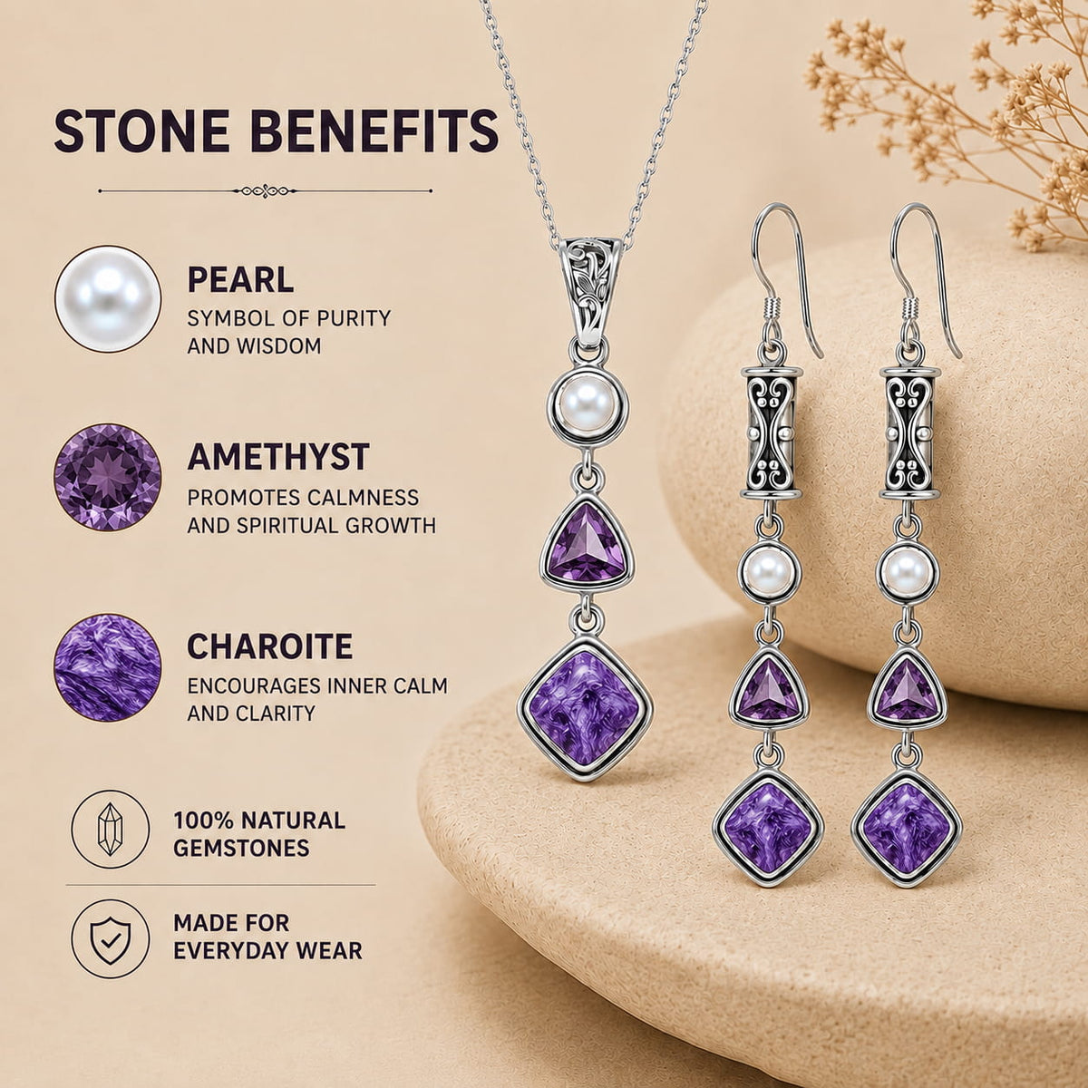 Silver Charoite Set