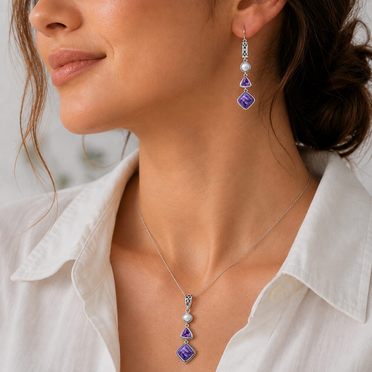 Silver Charoite Set