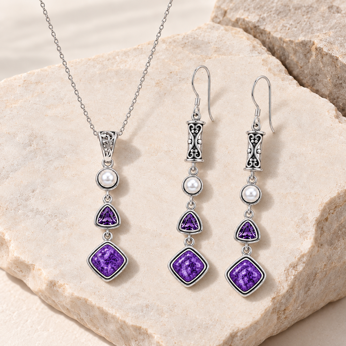 Silver Charoite Set