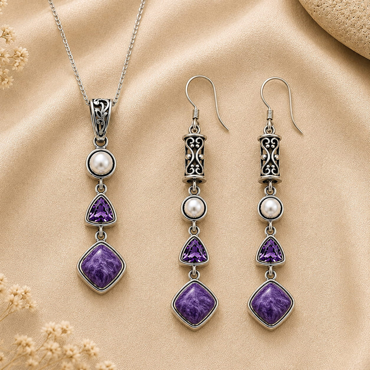Silver Charoite Set