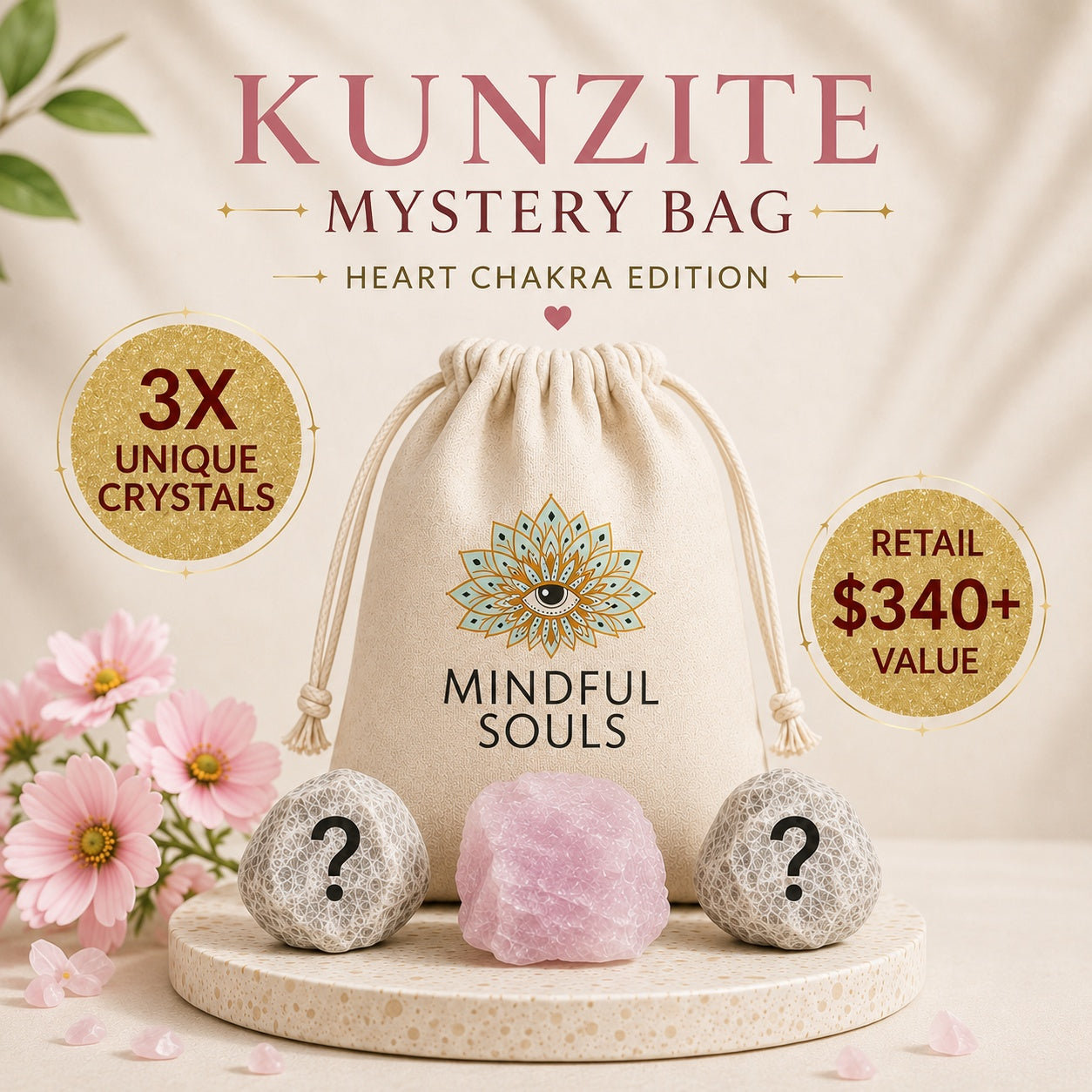 Crystal Mystery Bag - Raw Kunzite Heart Chakra Edition