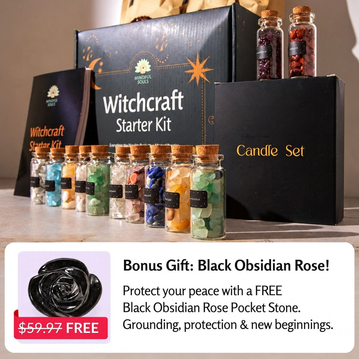 Witchcraft Starter Kit + FREE Black Obsidian Rose Pocket Stone