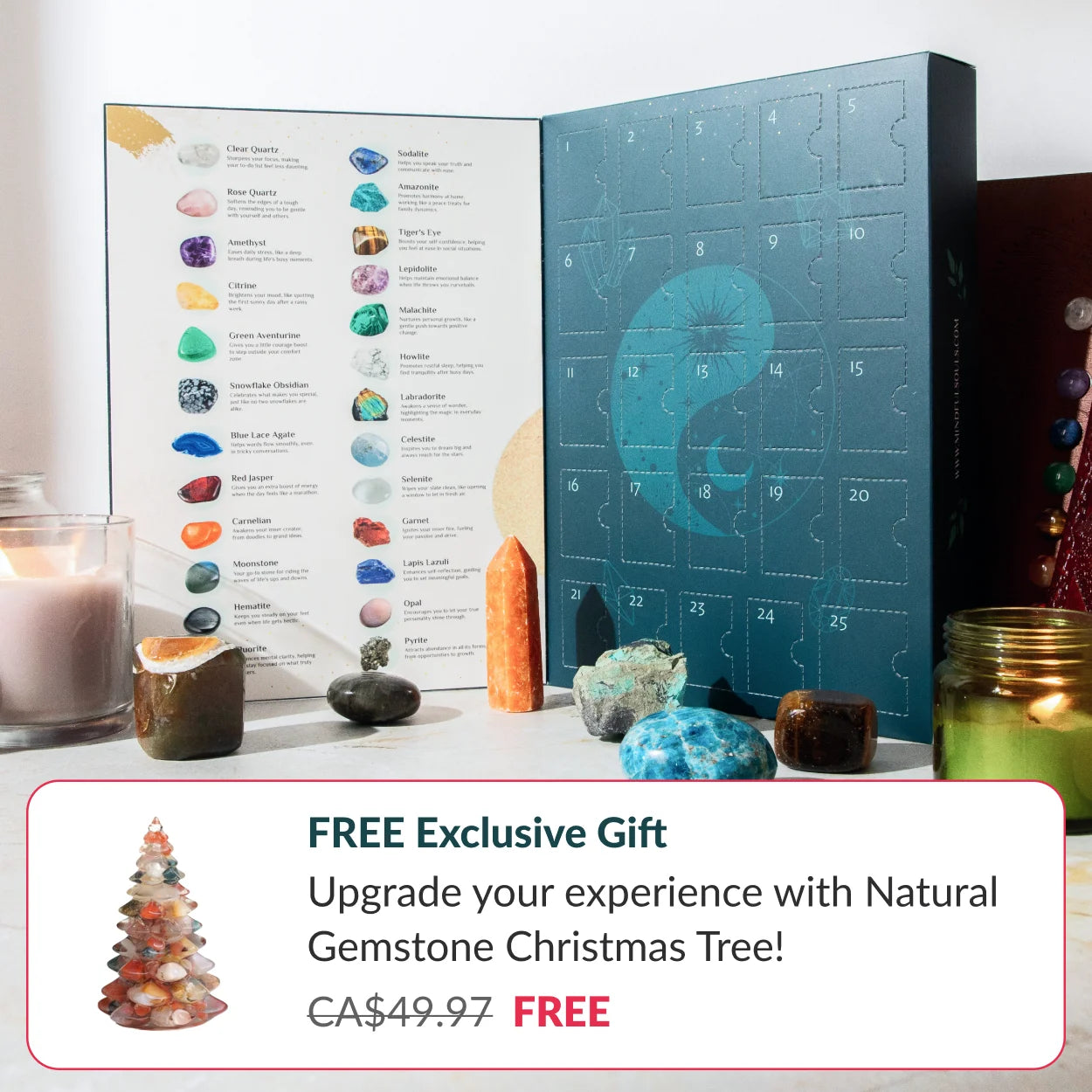 25-Day Crystal Advent Calendar + Crystal Christmas Tree FREE gift