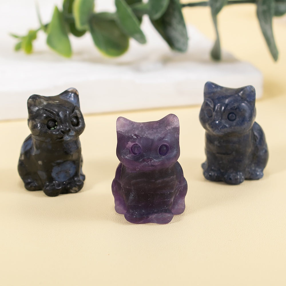 Cute Kitten Gemstone Figurine