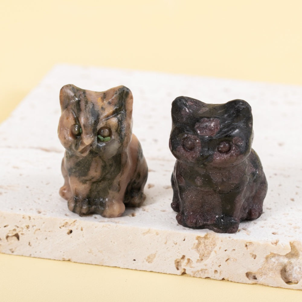 Cute Kitten Gemstone Figurine