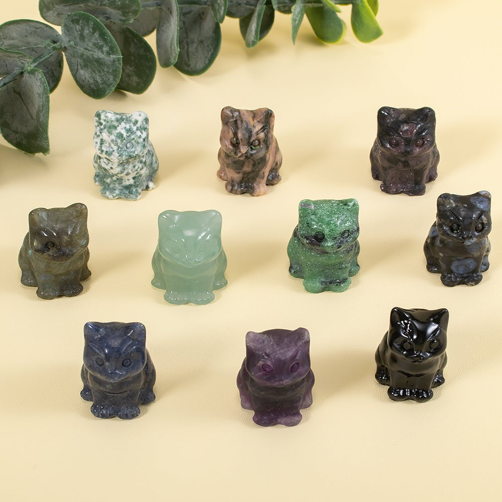 Cute Kitten Gemstone Figurine