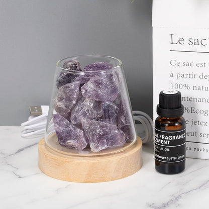 Raw Gemstone Essential Oil Diffuser With Light