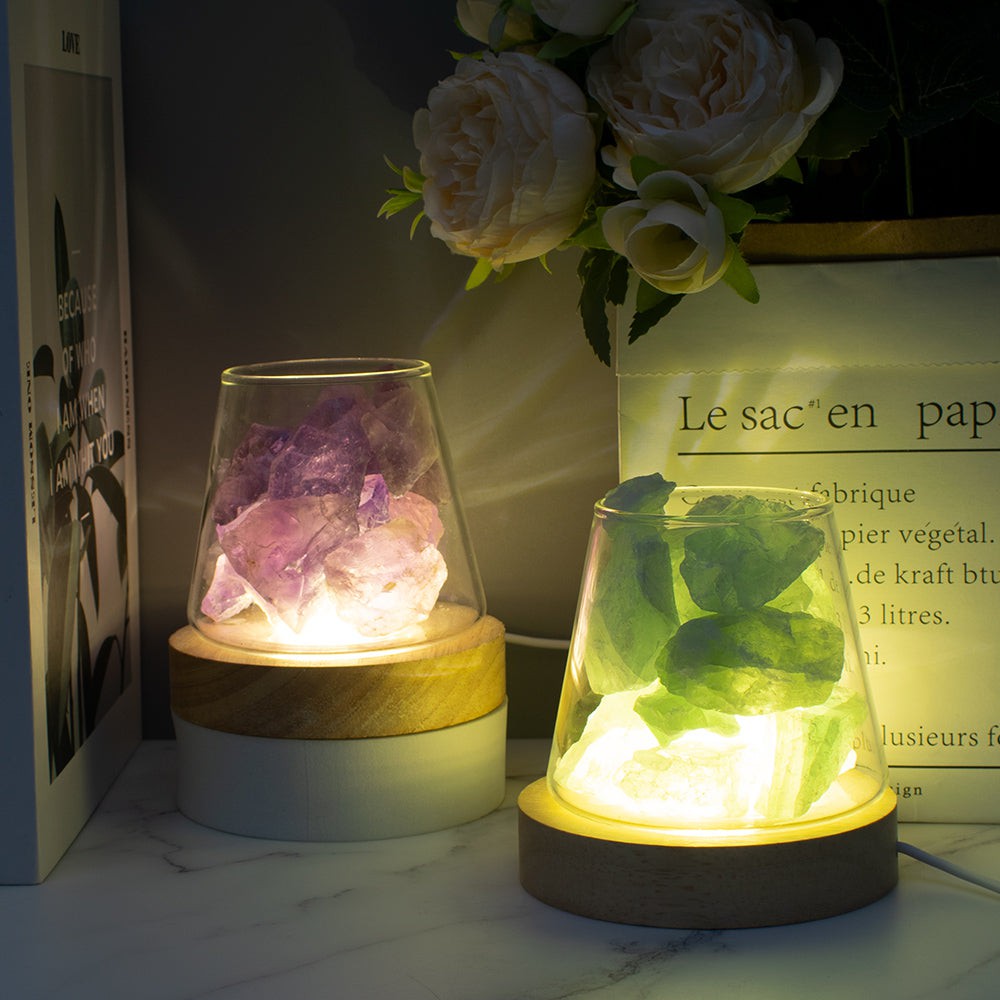 Raw Gemstone Essential Oil Diffuser With Light