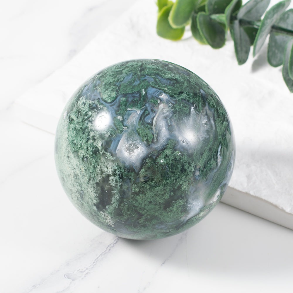 Green Moss Agate Sphere