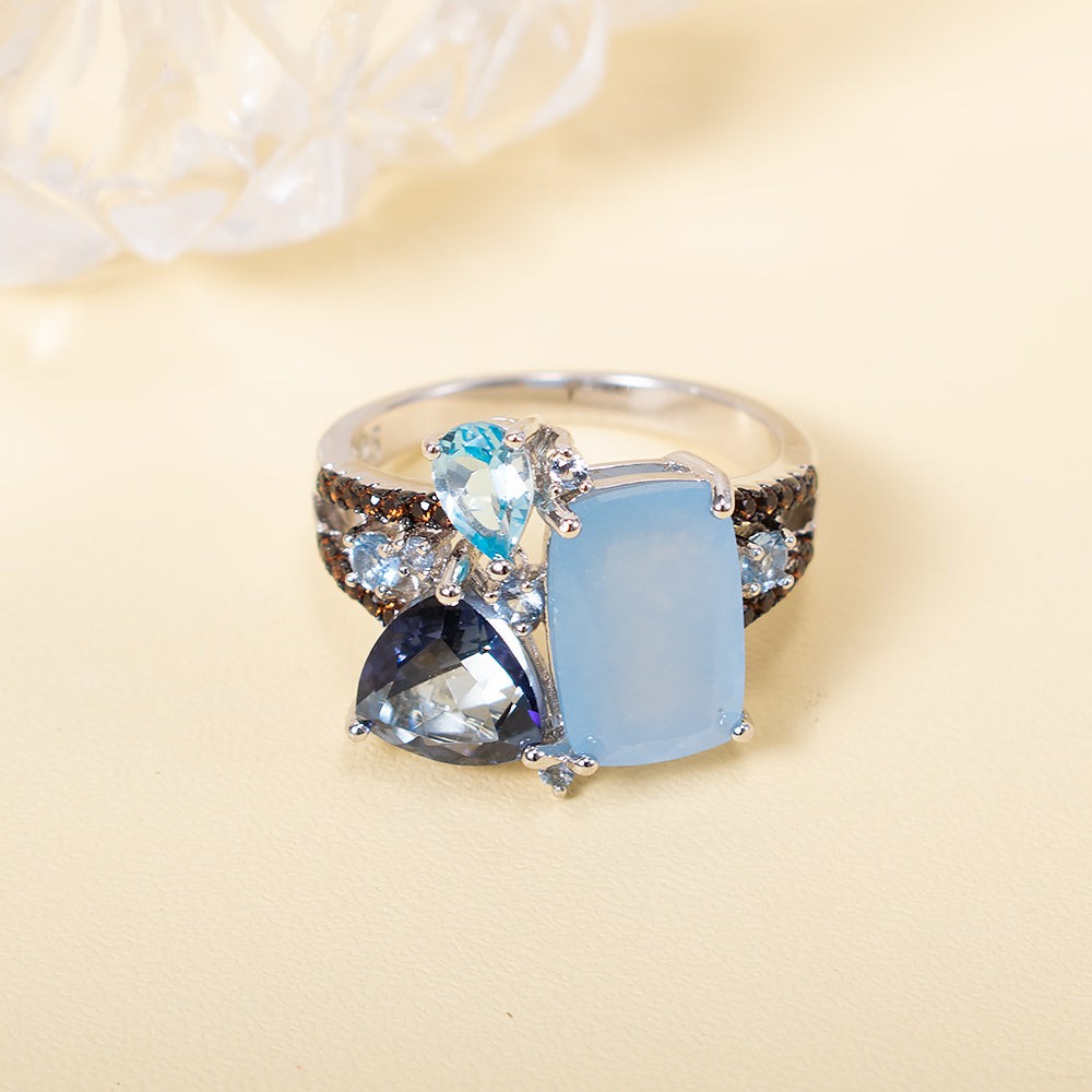 Aqua Blue Chalcedony Crystal Ring – MindfulSoulsCanada