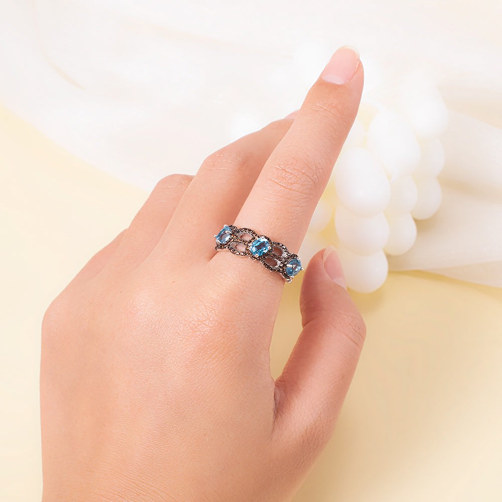 Navy Blue Topaz Ring