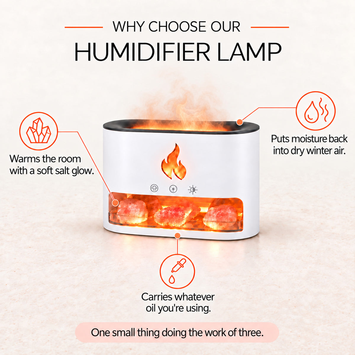 Himalayan Salt Fireplace Humidifier Lamp