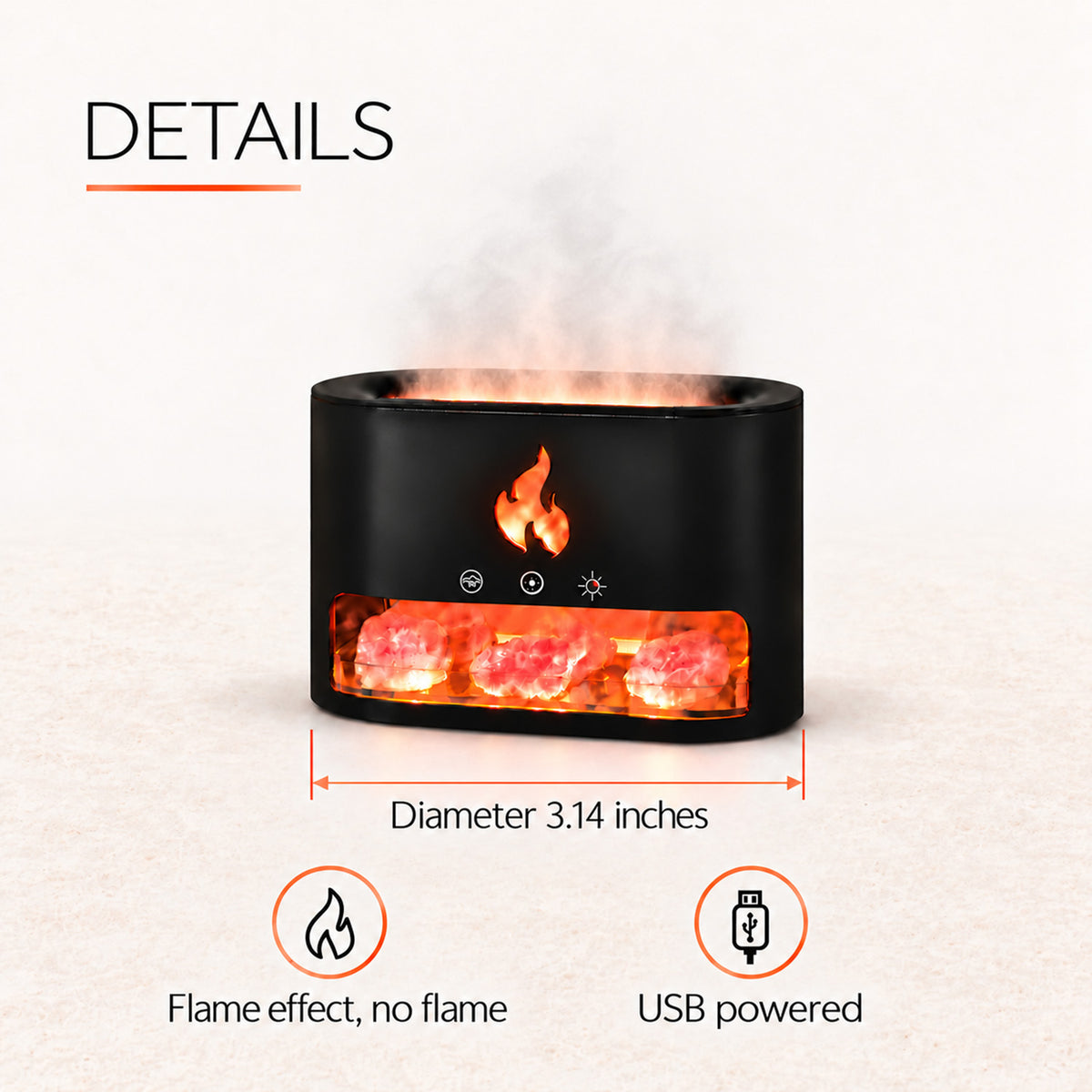 Himalayan Salt Fireplace Humidifier Lamp