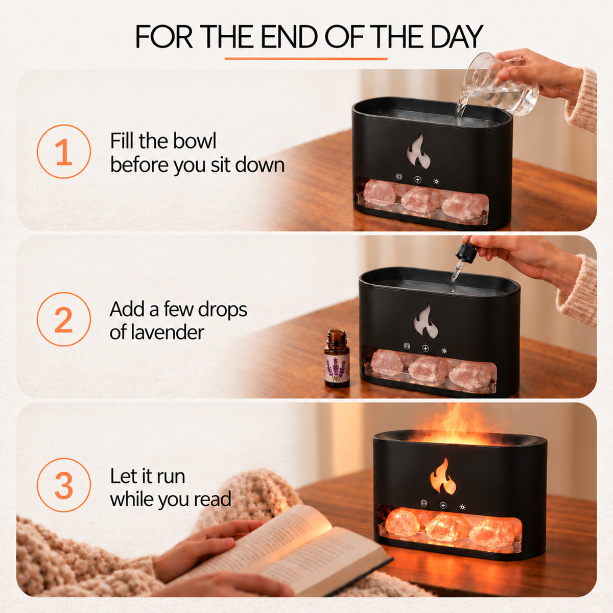 Himalayan Salt Fireplace Humidifier Lamp