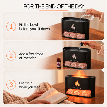 Himalayan Salt Fireplace Humidifier Lamp