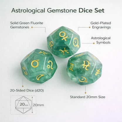 Astrological Gemstone Dice Set - Align Your Energy with Every Roll