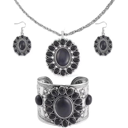 Howlite Floral Cluster Jewelry Set