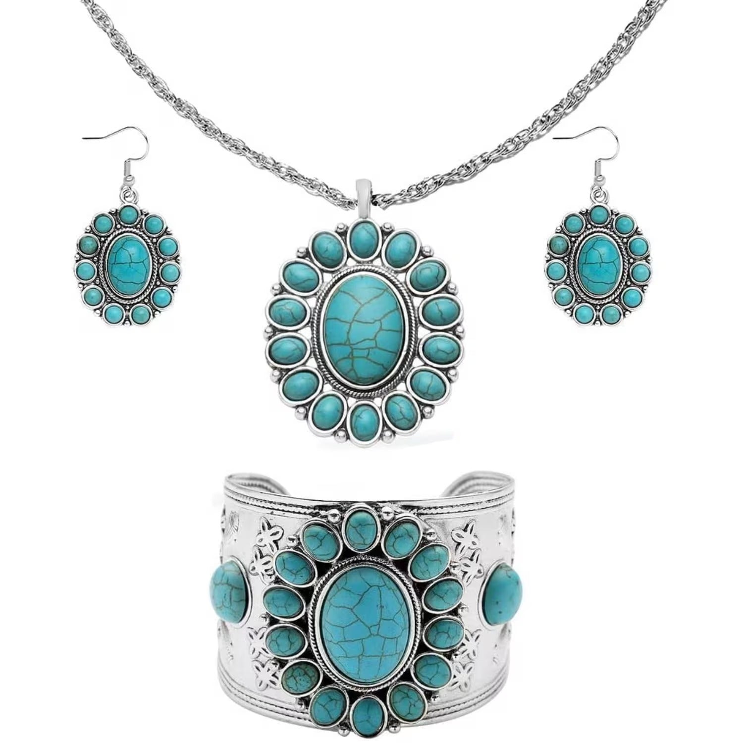 Howlite Floral Cluster Jewelry Set