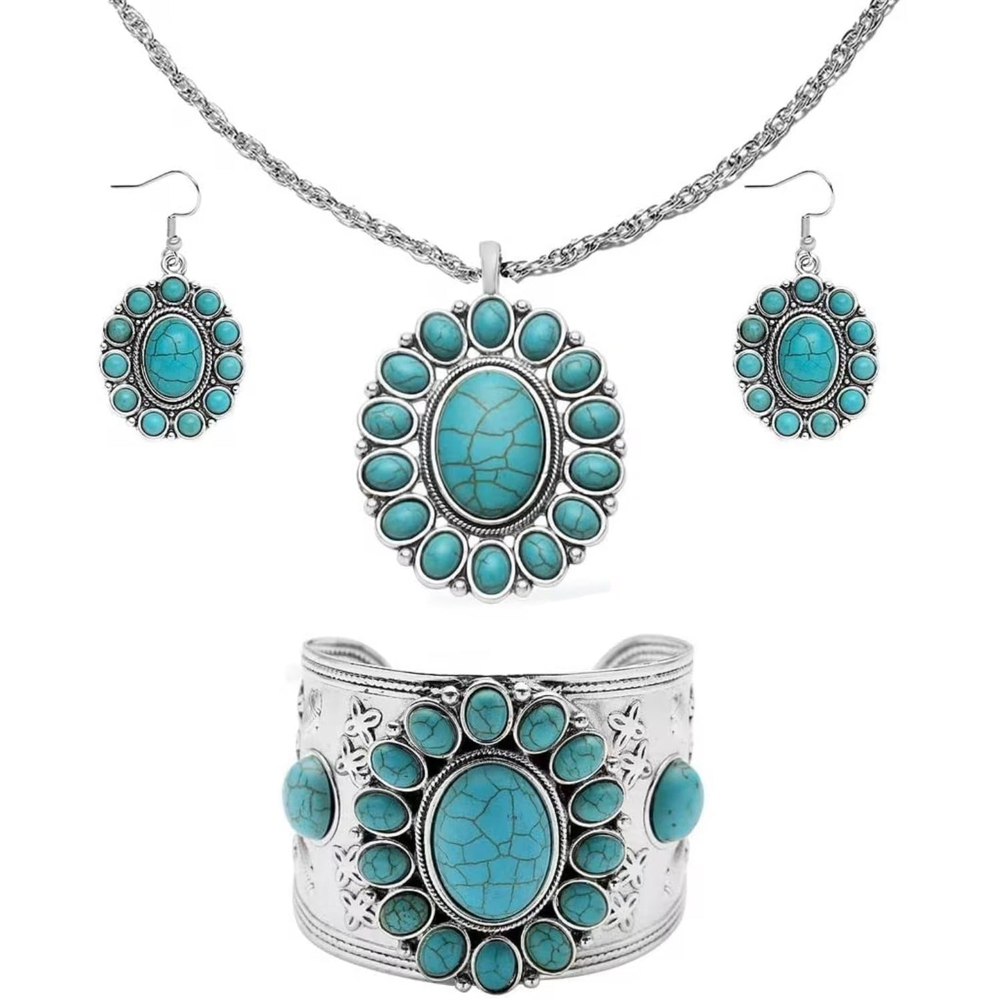 Howlite Floral Cluster Jewelry Set