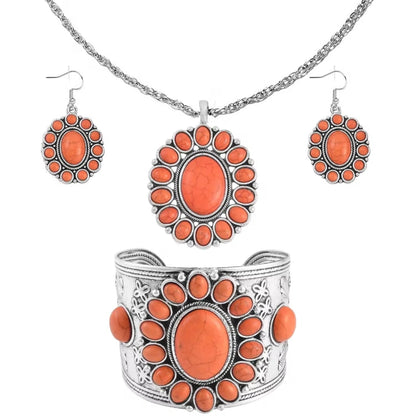 Howlite Floral Cluster Jewelry Set