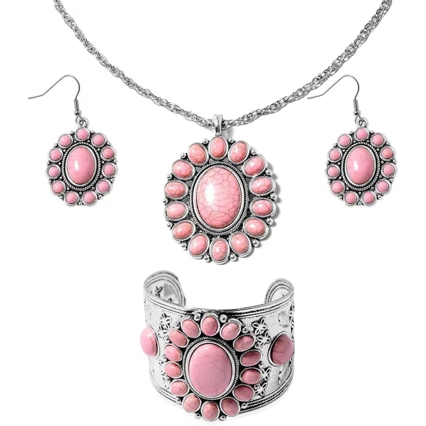Howlite Floral Cluster Jewelry Set