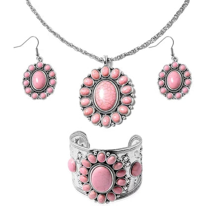 Howlite Floral Cluster Jewelry Set