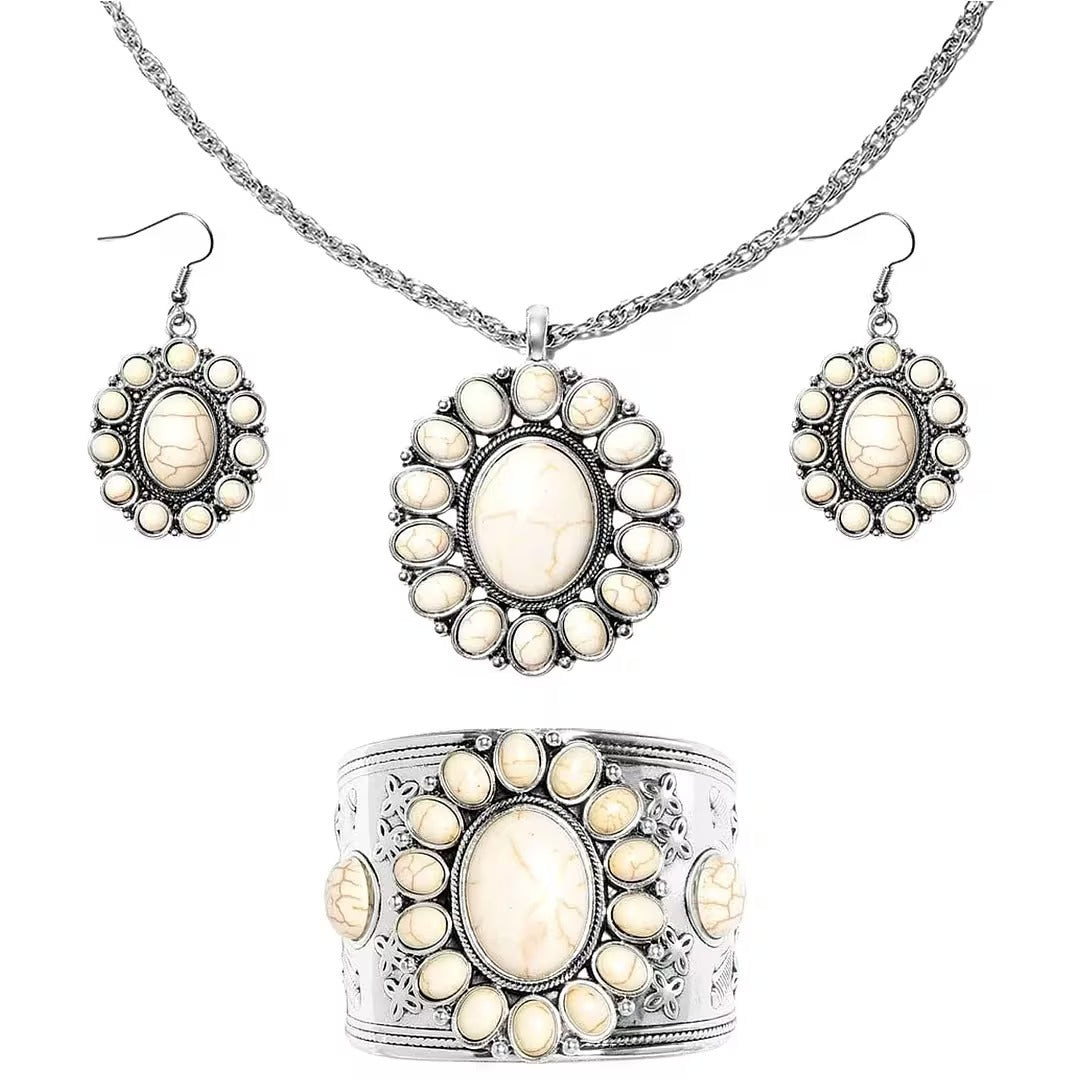 Howlite Floral Cluster Jewelry Set
