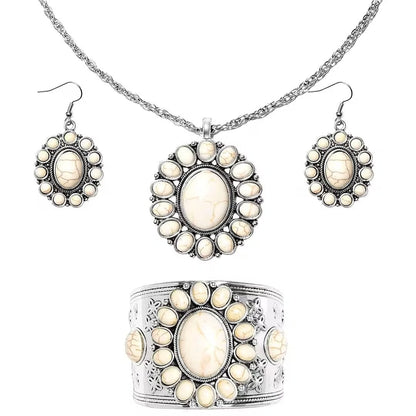 Howlite Floral Cluster Jewelry Set