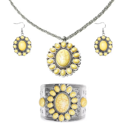Howlite Floral Cluster Jewelry Set