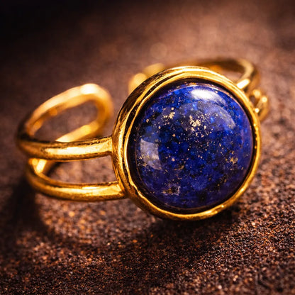 Adjustable Natural Gemstone Ring — Elegant Crystal Energy Jewelry