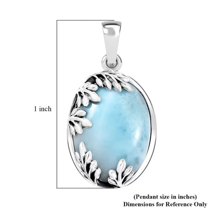 Larimar Flowing Leaf Pendant – Serenity & Strength in Sterling Silver