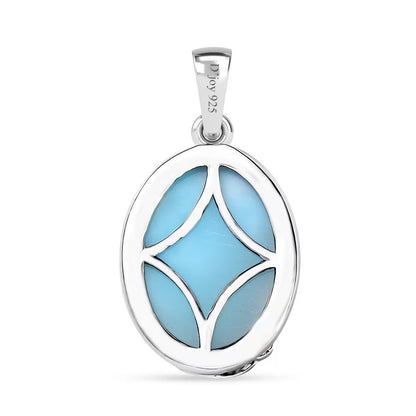 Larimar Flowing Leaf Pendant – Serenity & Strength in Sterling Silver