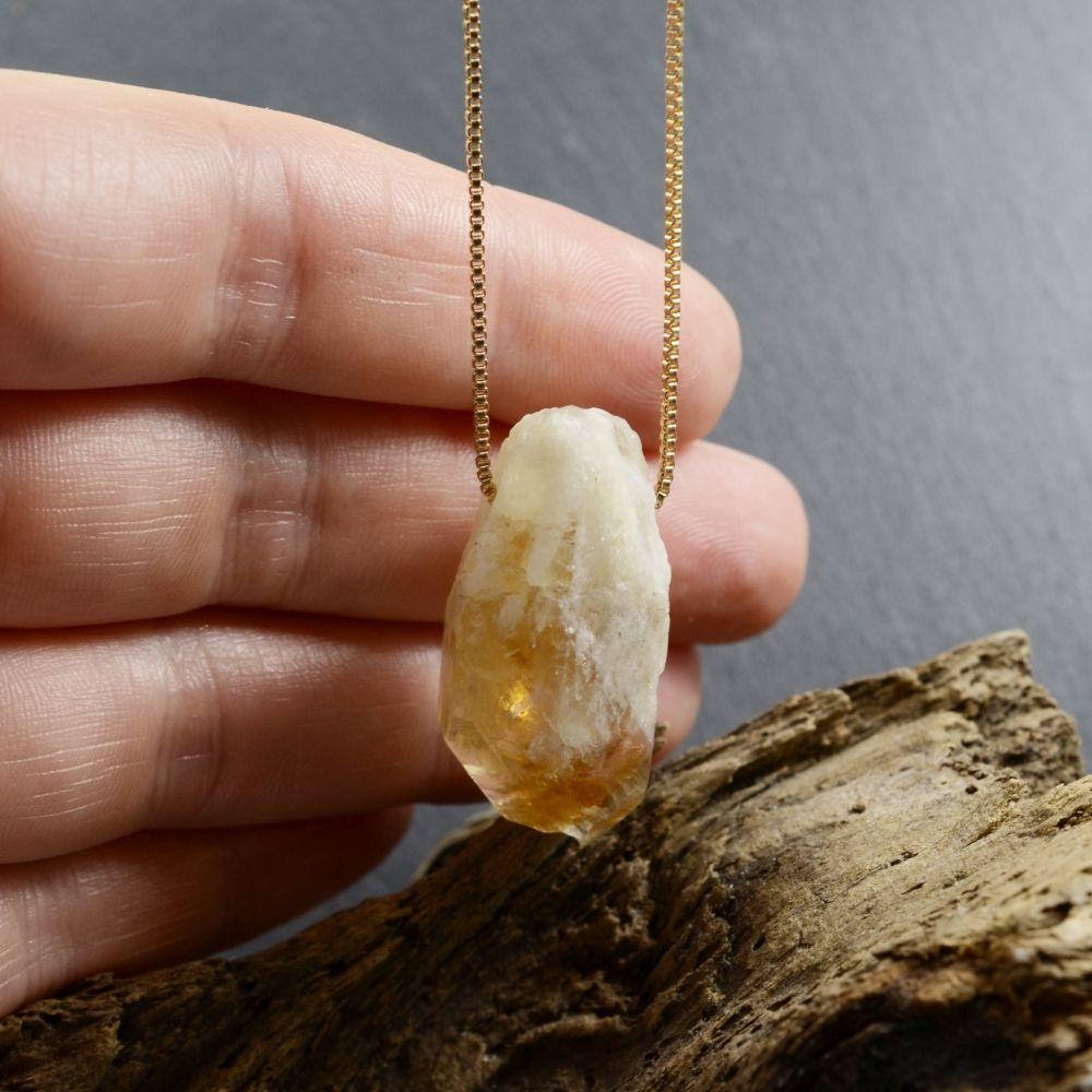Raw Citrine Crystal Pendant Necklace