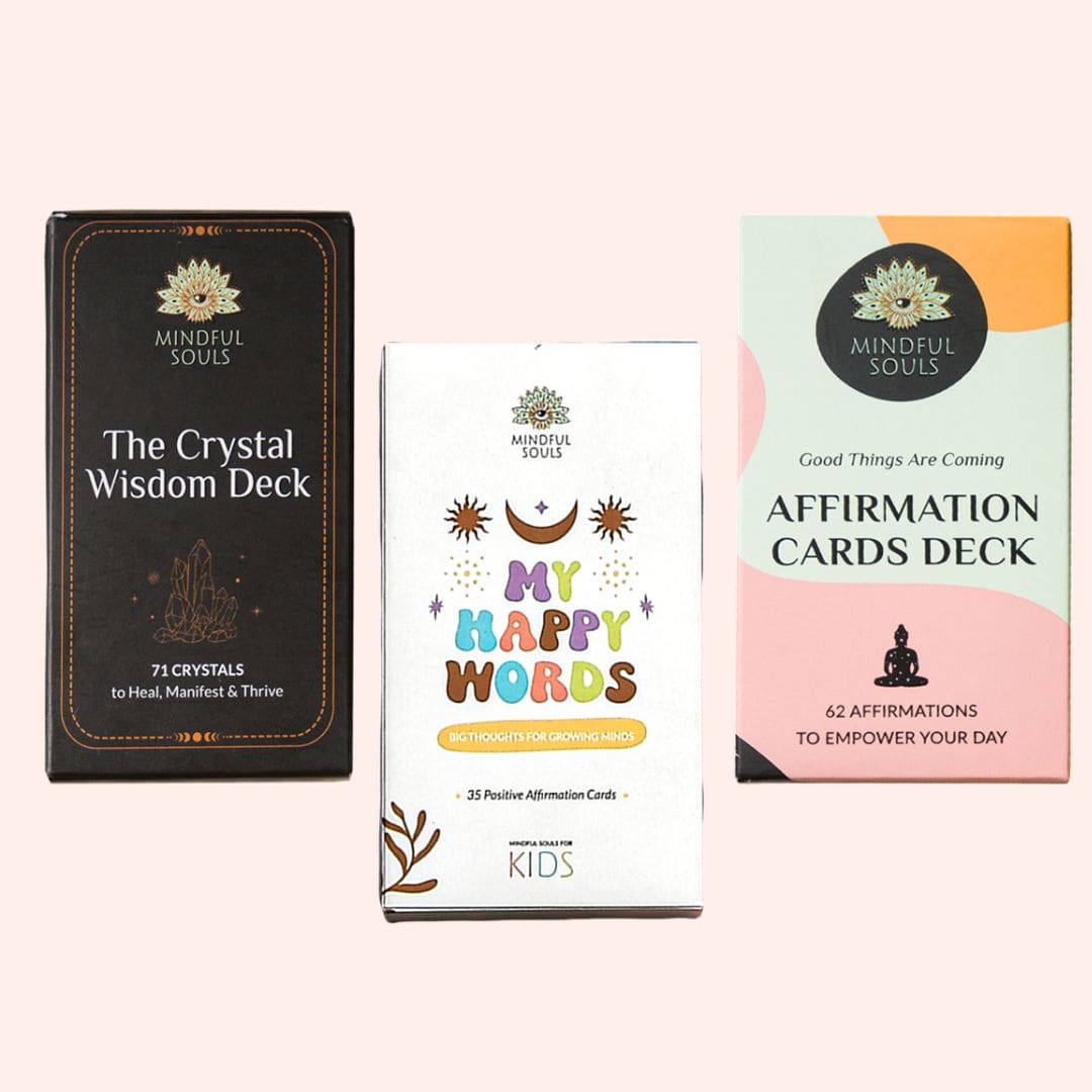 Premium Card Decks Set: The Wisdom Crystal Deck, Kids Card Deck, Affirmation Cards Deck