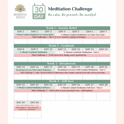 30-Day Printable Meditation Challenge Guide