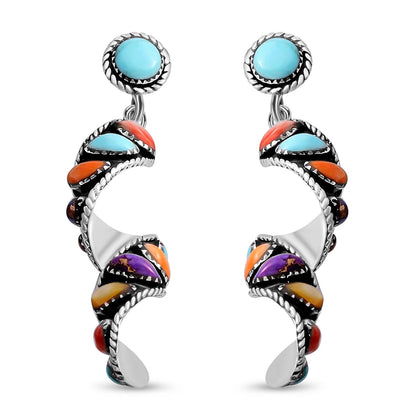 Sterling Silver Swirl Earrings with Turquoise – Grounding Energy in Motion