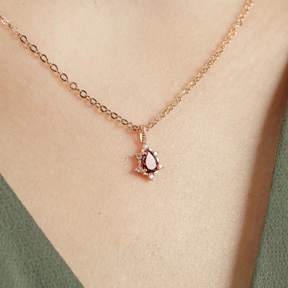 Precious Garnet Teardrop Necklace